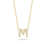 Roberto Coin 18kt Yellow Gold Diamond 'M' Initial Necklace