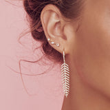 Diamond Feather Drop Earrings
