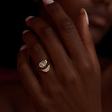 Elation OOAK Salt & Pepper Pear Cut Diamond Signet Ring