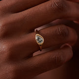 Elation OOAK Salt & Pepper Pear Cut Diamond Signet Ring