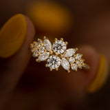Flora Cluster Engagement Rings with Round Diamonds