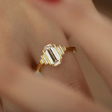 Geometric Emerald Cut Diamond Engagement Ring