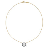 Kwiat 18Kt Yellow Gold & Sterling Silver Over Gold Cushion White Topaz Pendant Signed Fred Leighton