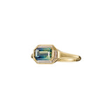 Parti Sapphire & Trapezoid Diamond Engagement Ring