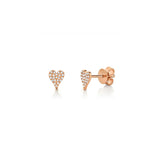 Mini Amor Heart Pave Diamond Stud Earrings