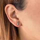 Baguette Diamond Pointed Stud Bar Earrings