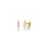Baguette Diamond Pointed Stud Bar Earrings