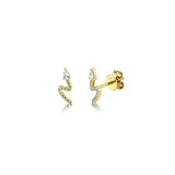 Diamond Pear & Round Snake Stud Earrings