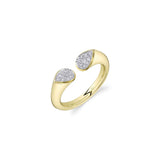 Pave Diamond Pear Shape Bypass Ring