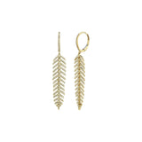 Diamond Feather Drop Earrings