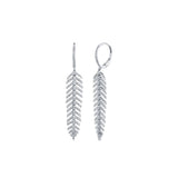 Diamond Feather Drop Earrings