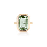 Manhattan Emerald-Cut Prasiolite Bezel Set Ring