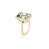 Manhattan Emerald-Cut Prasiolite Bezel Set Ring