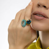 Manhattan Cushion-Cut London Blue Topaz Bezel Set Ring