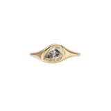 Elation OOAK Salt & Pepper Pear Cut Diamond Signet Ring