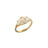 Reflective Dome Ring with Ten Triangle Cut Diamonds