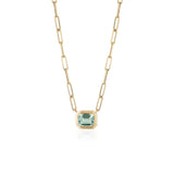 Manhattan Emerald-Cut Prasiolite Paperclip Necklace