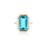 Manhattan Emerald-Cut Blue Topaz Bezel Set Ring