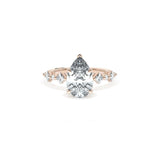 Sculpted Crescent Solitaire Engagement Ring with Alternating Carre & Round Diamond Band