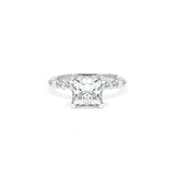 Sculpted Crescent Solitaire Engagement Ring with Alternating Marquise & Round Diamond Band