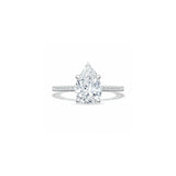 Lunetta Crescent Solitaire Engagement Ring with Pave Diamond Band