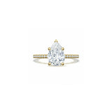 Lunetta Crescent Solitaire Engagement Ring with Pave Diamond Band