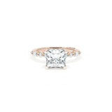 Sculpted Crescent Solitaire Engagement Ring with Alternating Marquise & Round Diamond Band
