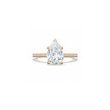 Lunetta Crescent Solitaire Engagement Ring with Pave Diamond Band
