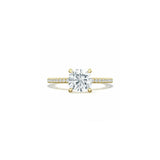 Lunetta Crescent Solitaire Engagement Ring with Pave Diamond Band