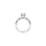 Sculpted Crescent Solitaire Engagement Ring with Alternating Carre & Round Diamond Band