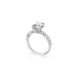 Sculpted Crescent Solitaire Engagement Ring with Alternating Carre & Round Diamond Band