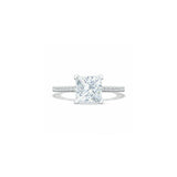 Lunetta Crescent Solitaire Engagement Ring with Pave Diamond Band