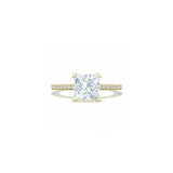 Lunetta Crescent Solitaire Engagement Ring with Pave Diamond Band