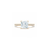 Lunetta Crescent Solitaire Engagement Ring with Pave Diamond Band