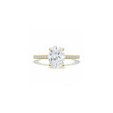 Lunetta Crescent Solitaire Engagement Ring with Pave Diamond Band