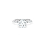 Sculpted Crescent Solitaire Engagement Ring with Alternating Marquise & Round Diamond Band