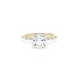 Sculpted Crescent Solitaire Engagement Ring with Alternating Marquise & Round Diamond Band