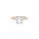 Sculpted Crescent Solitaire Engagement Ring with Alternating Marquise & Round Diamond Band