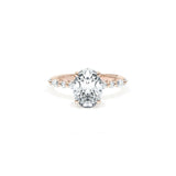 Sculpted Crescent Solitaire Engagement Ring with Alternating Marquise & Round Diamond Band