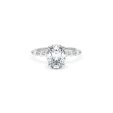Sculpted Crescent Solitaire Engagement Ring with Alternating Marquise & Round Diamond Band