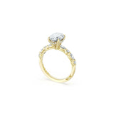 Sculpted Crescent Solitaire Engagement Ring with Alternating Marquise & Round Diamond Band