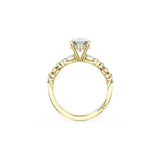 Sculpted Crescent Solitaire Engagement Ring with Alternating Marquise & Round Diamond Band