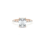 Sculpted Crescent Solitaire Engagement Ring with Alternating Marquise & Round Diamond Band