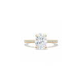 Lunetta Crescent Solitaire Engagement Ring with Pave Diamond Band