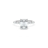 Sculpted Crescent Solitaire Engagement Ring with Alternating Marquise & Round Diamond Band