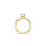 Lunetta Crescent Solitaire Engagement Ring with Pave Diamond Band