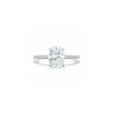 Lunetta Crescent Solitaire Engagement Ring with Pave Diamond Band