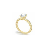 Lunetta Crescent Solitaire Engagement Ring with Pave Diamond Band