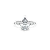 Sculpted Crescent Solitaire Engagement Ring with Alternating Marquise & Round Diamond Band
