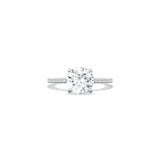 Lunetta Crescent Solitaire Engagement Ring with Pave Diamond Band